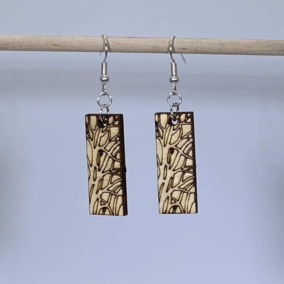 Art Nouveau Tree Bar Wooden Dangle Earrings - - Cate&