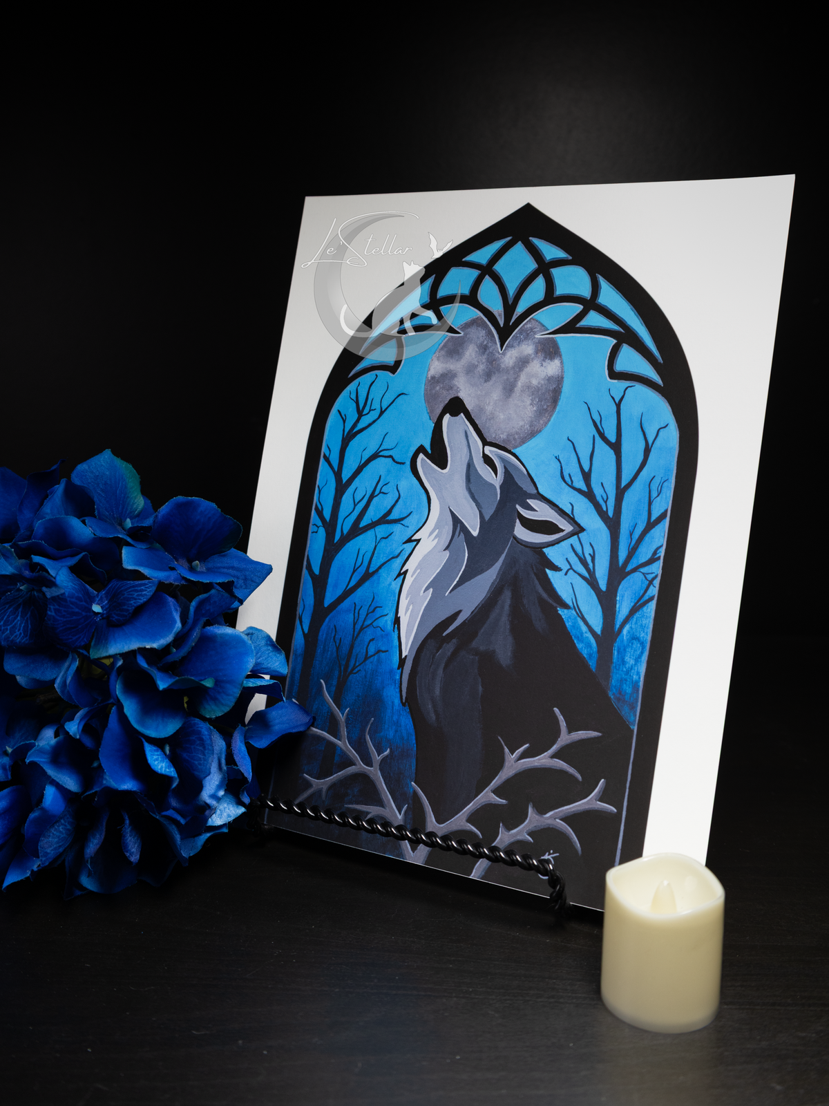 Wolf under a Full moon Print