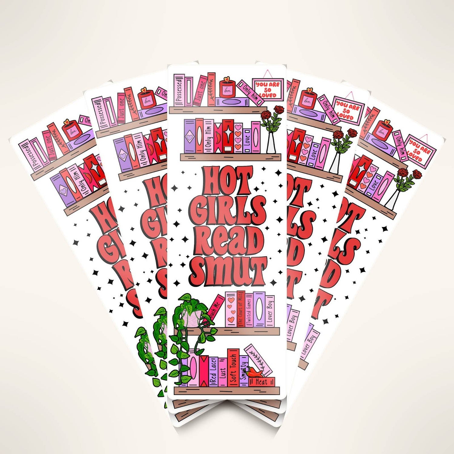Sticker design with books and text &