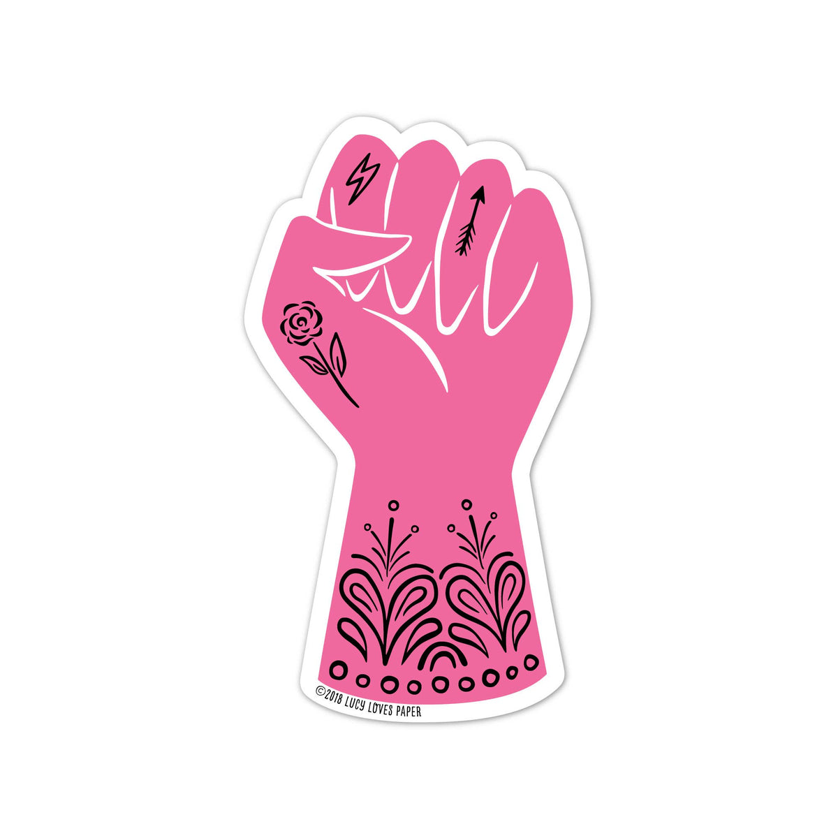 Pink Power Fist Sticker | Feminist Vinyl Sticker