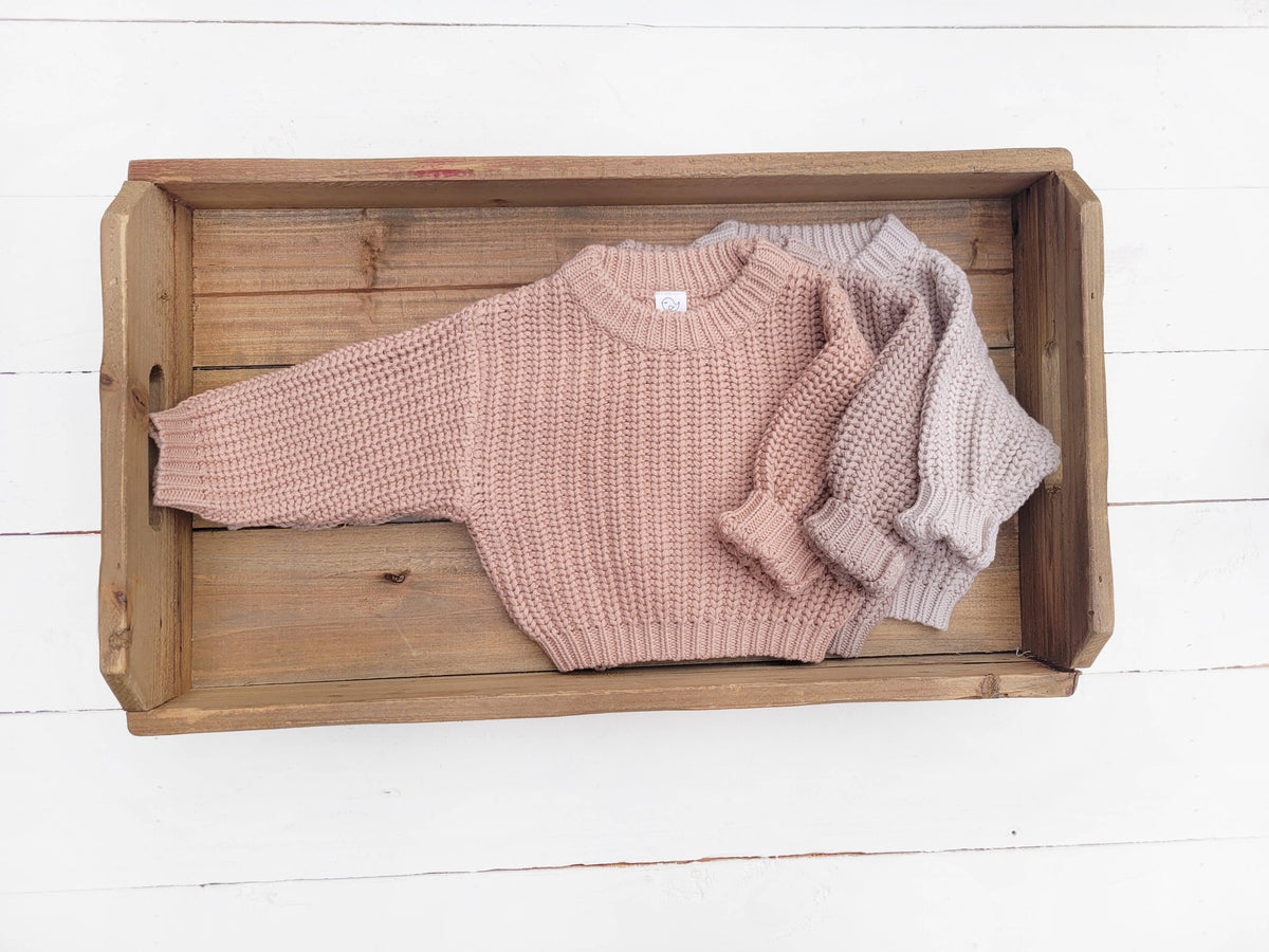 OLIVE &amp; CRADLE - Baby Sweater Chunky Braided knit Cotton oversize style