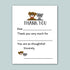 The image is a white card with a message and illustrations of a dog and a cat. The message is "THANK YOU" and it appears to be a personalized thank you note. The illustrations of the dog and cat are placed above the text, creating a visual connection between the message and the animals. The card is blank, so it allows for any text to be added, but it should be written in a clear and concise manner to avoid redundancy and ensure the message is well-received.
