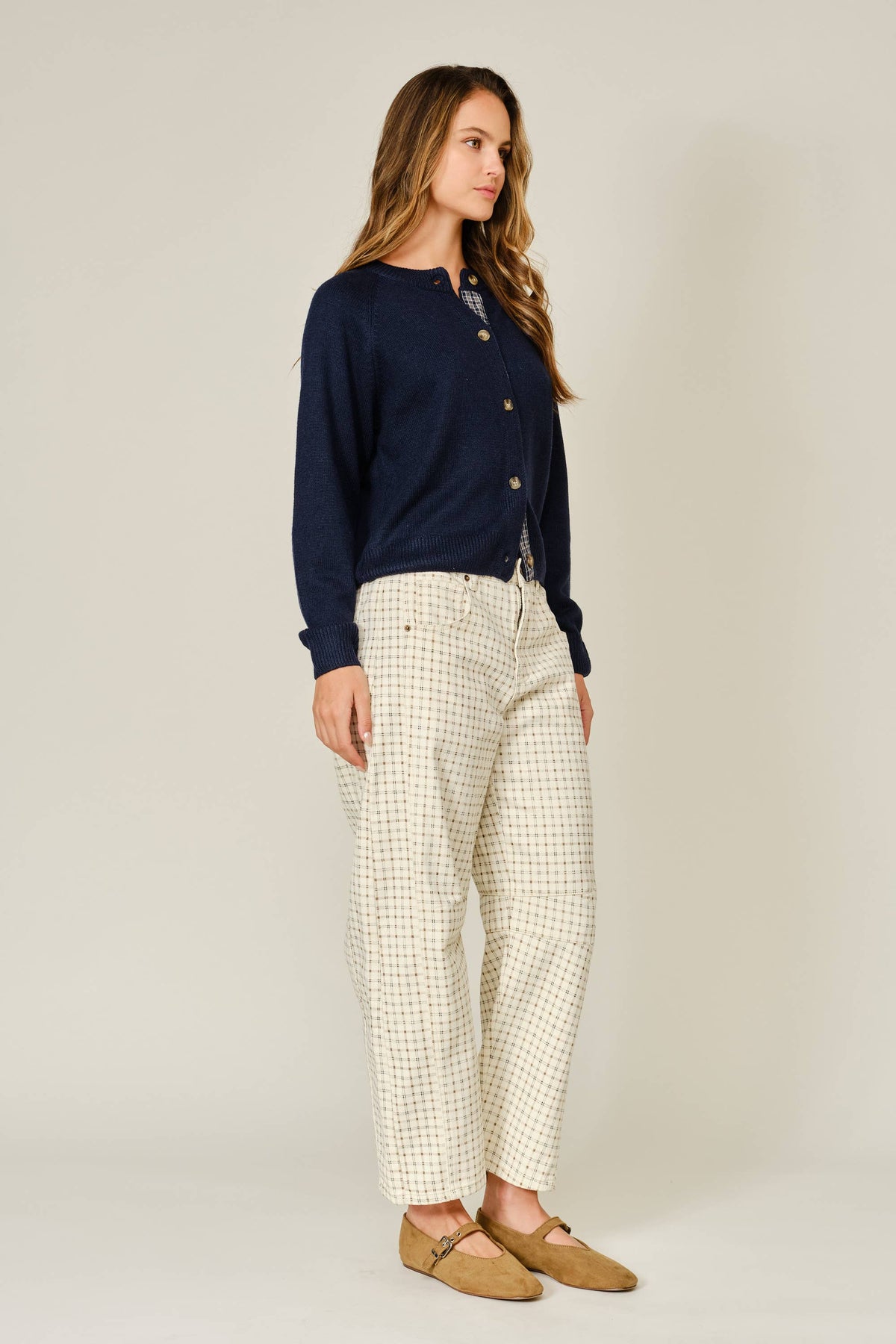 Oxford Plaid Barrel Pants