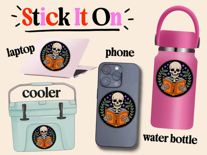 Spooky Skeleton Spells Book | Halloween Waterproof Decal