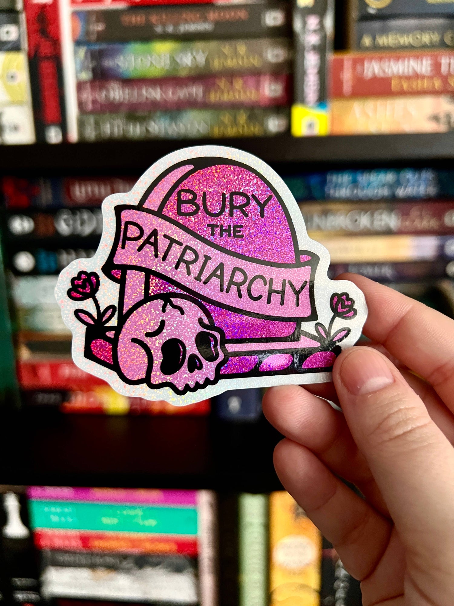 Bury the Patriarchy Glitter Holographic Sticker | Feminist Gothic Vinyl Decal
