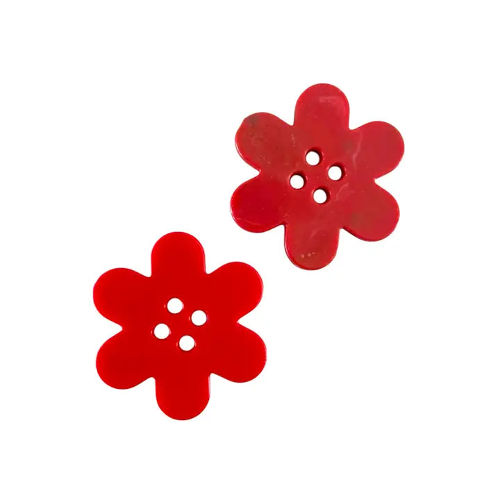 Flower Recycled Plastic Buttons - Red