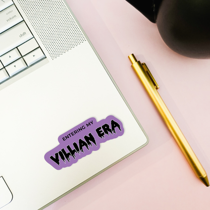 Purple sticker with text &