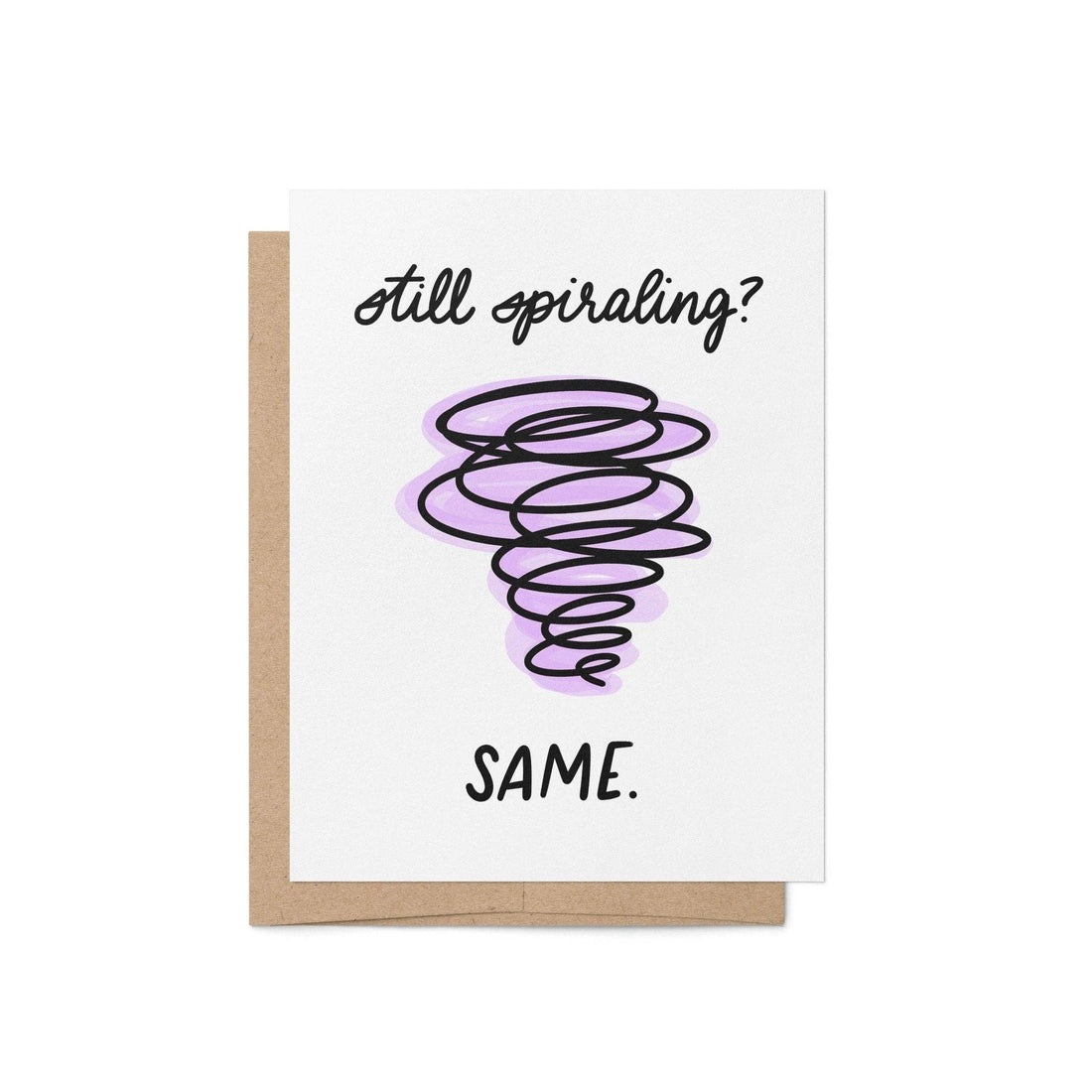 Greeting card with a purple spiral and text &