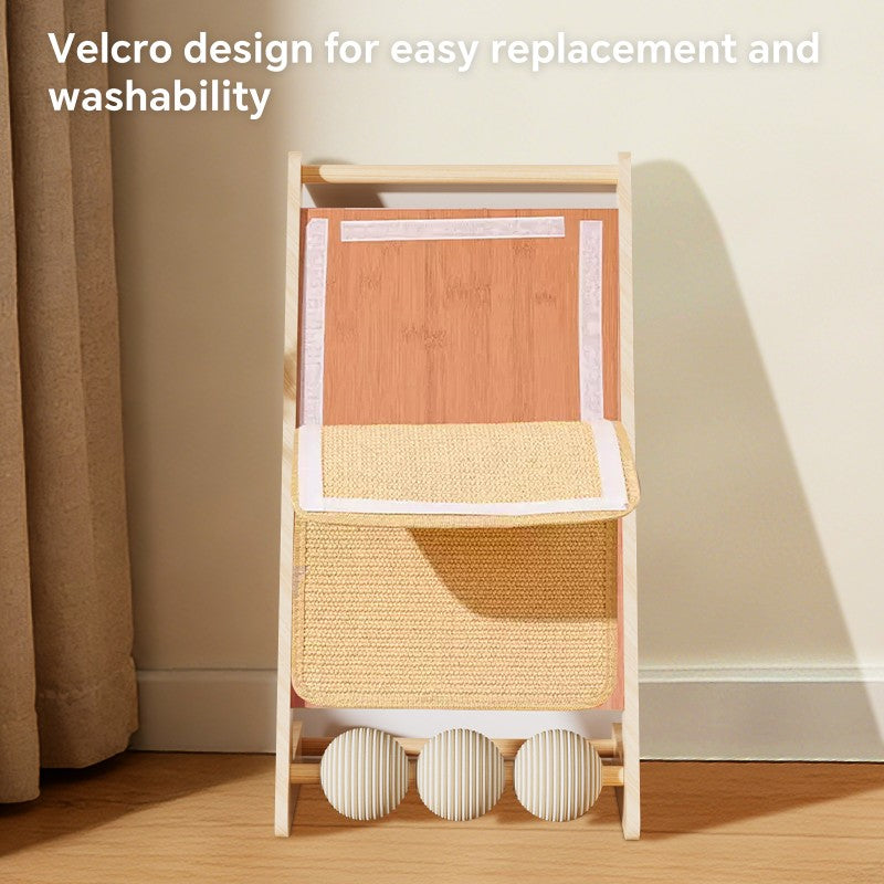 Large Vertical Sisal Cat Scratcher Wall with Teaser Balls