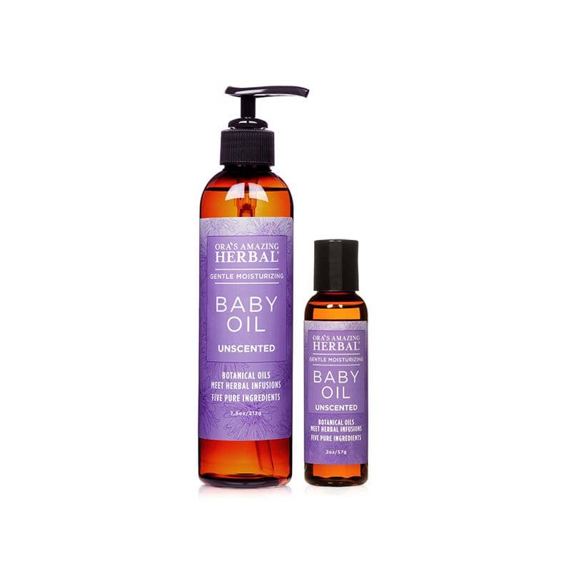 Baby Oil White Background 2oz &amp; 7.5oz Bottles