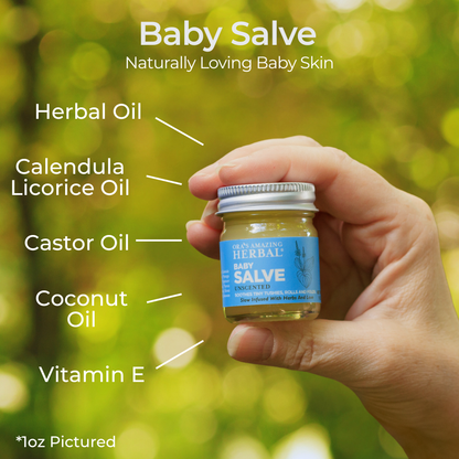 Baby Salve 1oz Lifestyle Outdoor Ingredients Infographics In The Human Hand