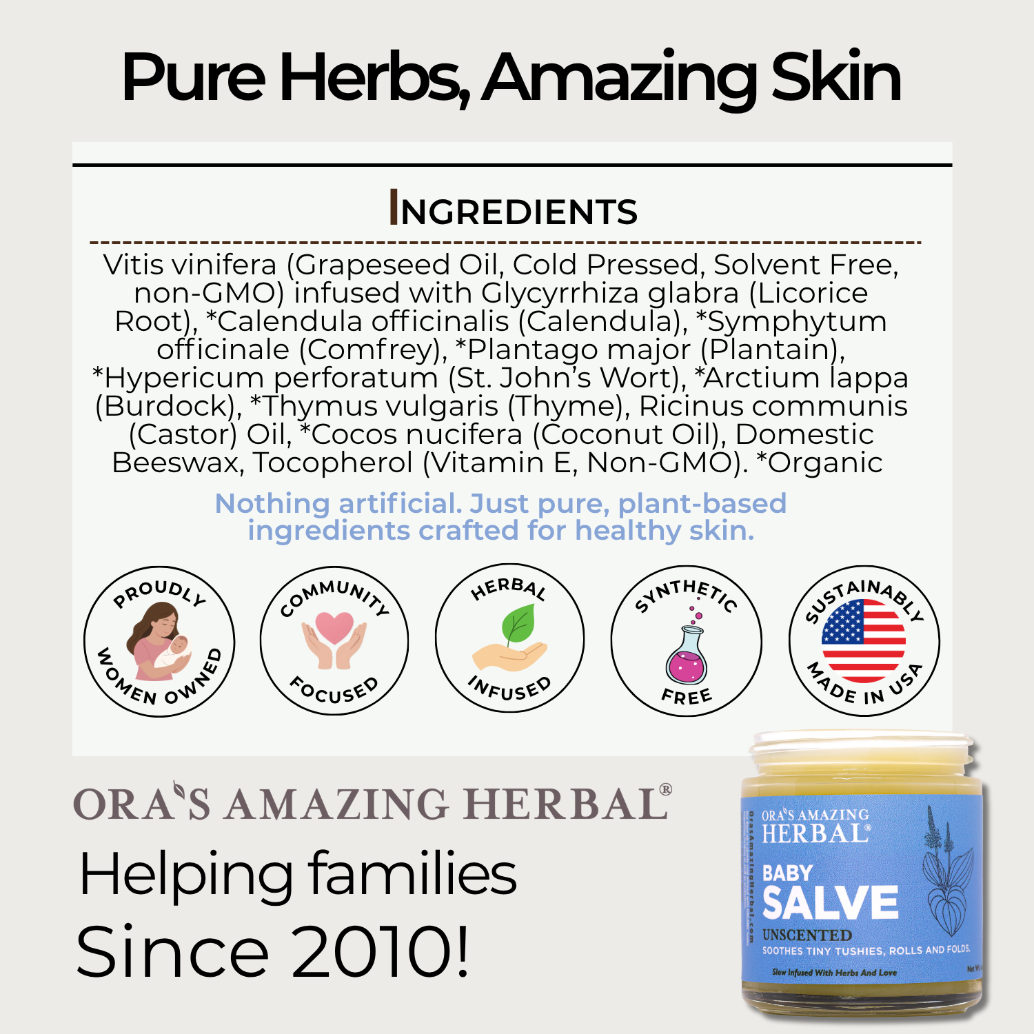 Baby Salve 4oz Informative Ingredient Tile