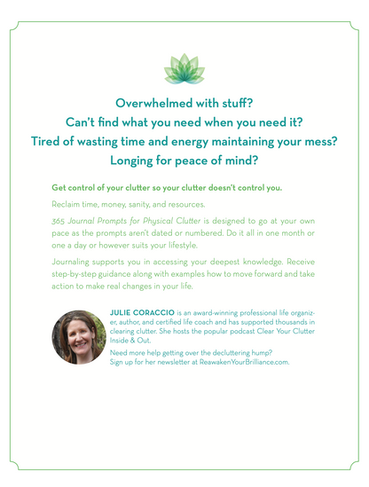 Clearing Physical Clutter Book – 365 Journal Prompts to Declutter Your Stuff &amp;amp; Reclaim Your Space