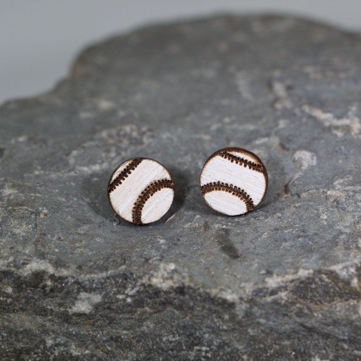 Baseball Wooden Dangle Earrings - Studs - Cate&