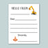 a construction-themed letterhead with a construction vehicle illustration, a blank space for a message, and a traffic cone illustration. The letterhead has a simple, clean design with a white background and black text.