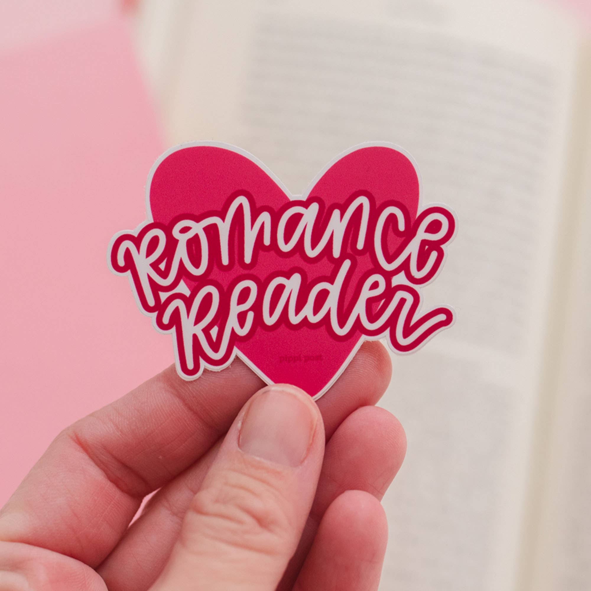 Heart-shaped sticker with &