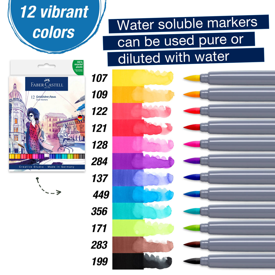 Goldfaber Aqua Dual Tip Watercolor Markers, 12 Ct