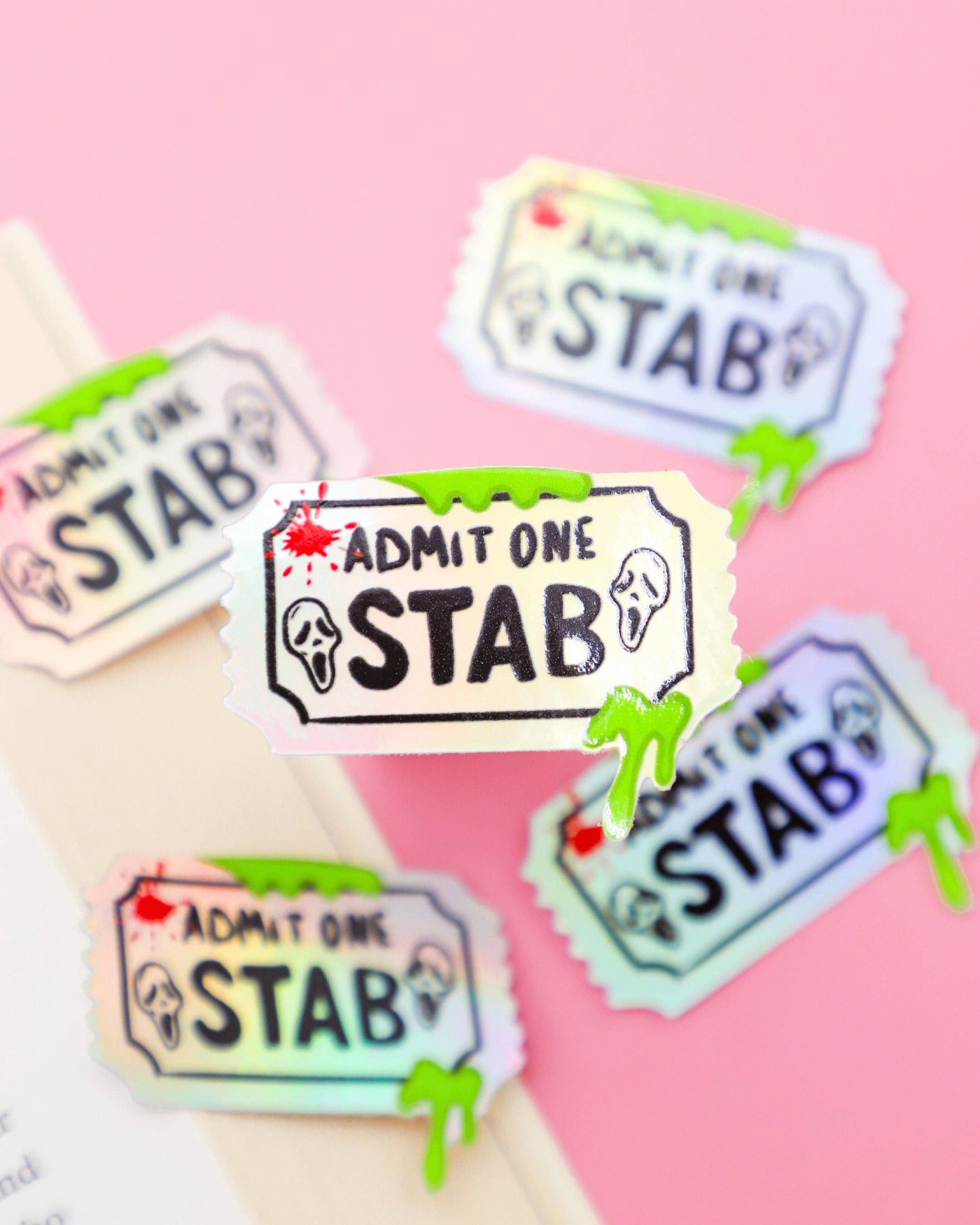 Admit One Stab Sticker | Horror Movie Ticket Vinyl Sticker