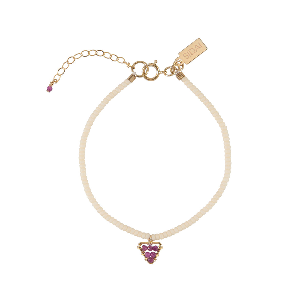 Triangle Gemstone Charm Beaded Bracelet