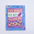 A folded greeting card with a colorful jelly bean design and the text &