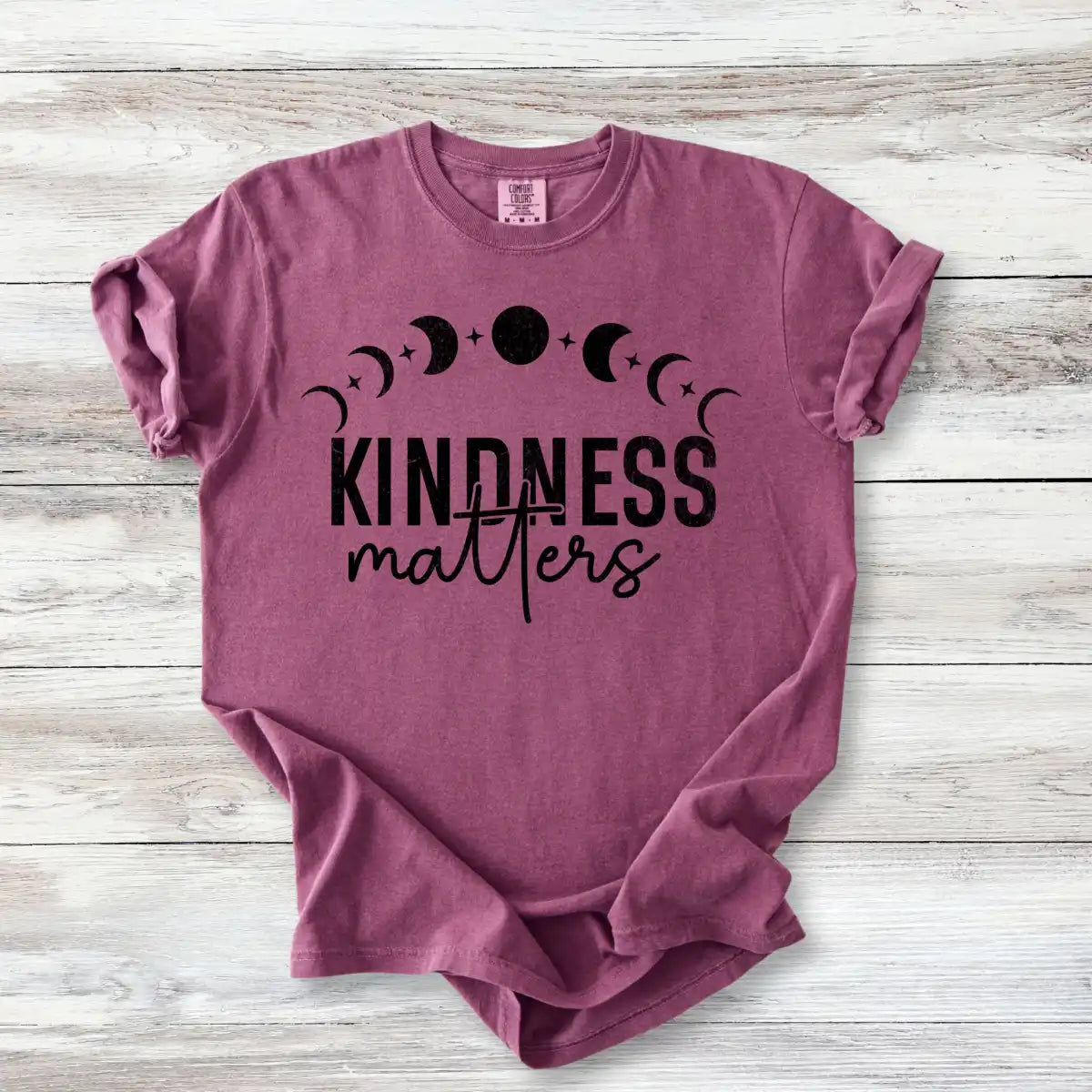 Kindness Matters T-Shirt, Moon Phases Celestial Design, Witchy Positivity Tee