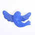 A blue sticker of a bird with floral patterns on its body and wings