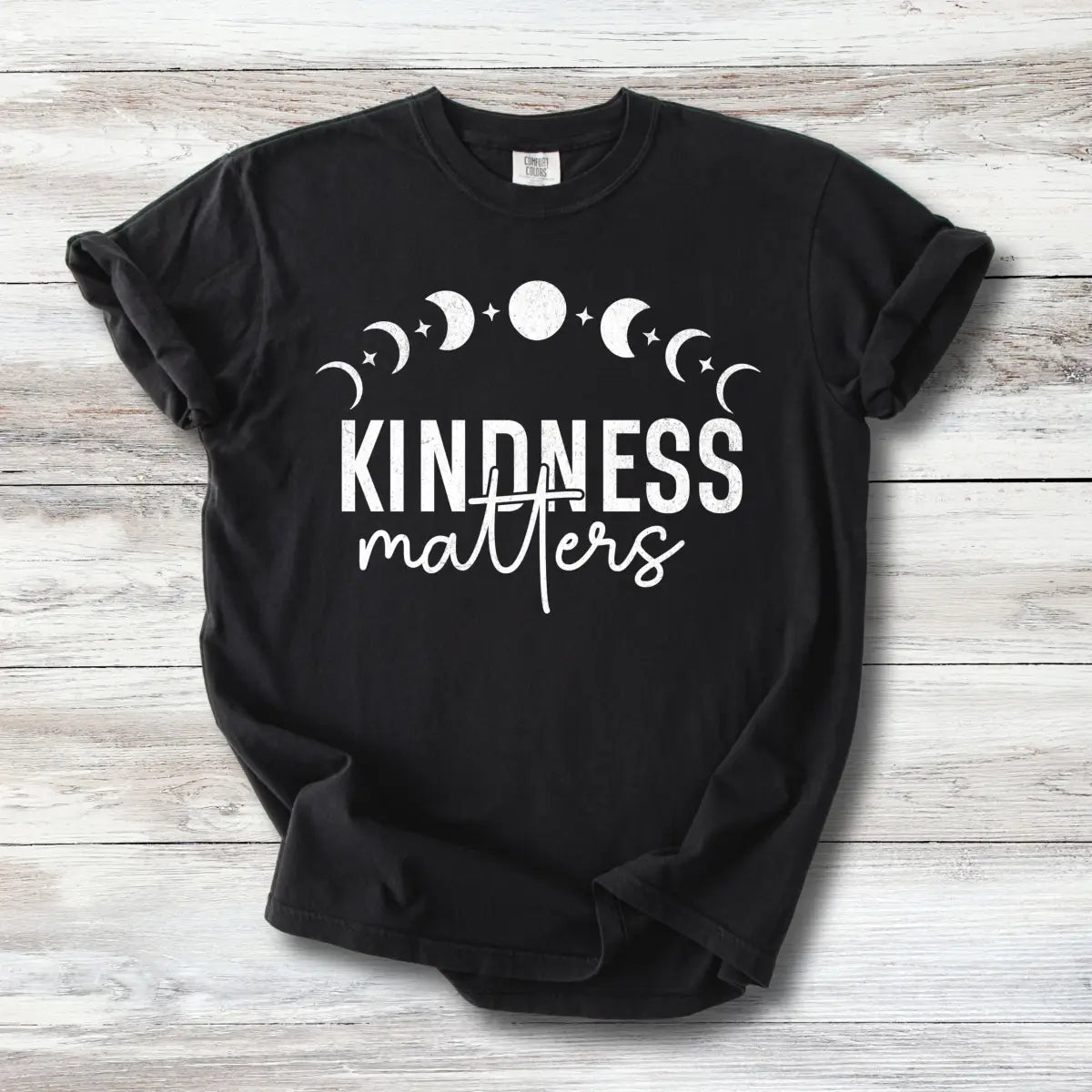 Kindness Matters T-Shirt, Moon Phases Celestial Design, Witchy Positivity Tee