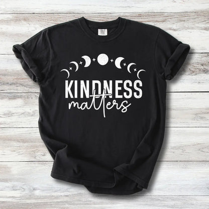 Kindness Matters T-Shirt, Moon Phases Celestial Design, Witchy Positivity Tee