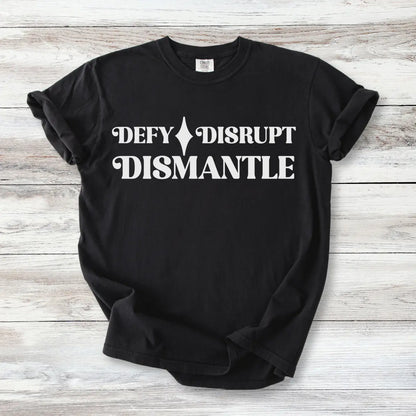 Defy Disrupt Dismantle Shirt, Minimalist Activist Tee