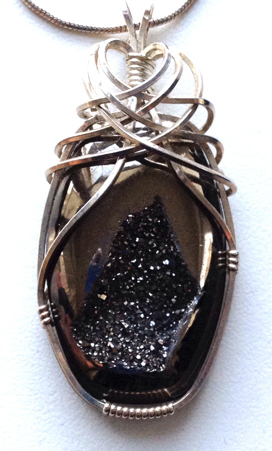 Black Drusy Pendant - Front View