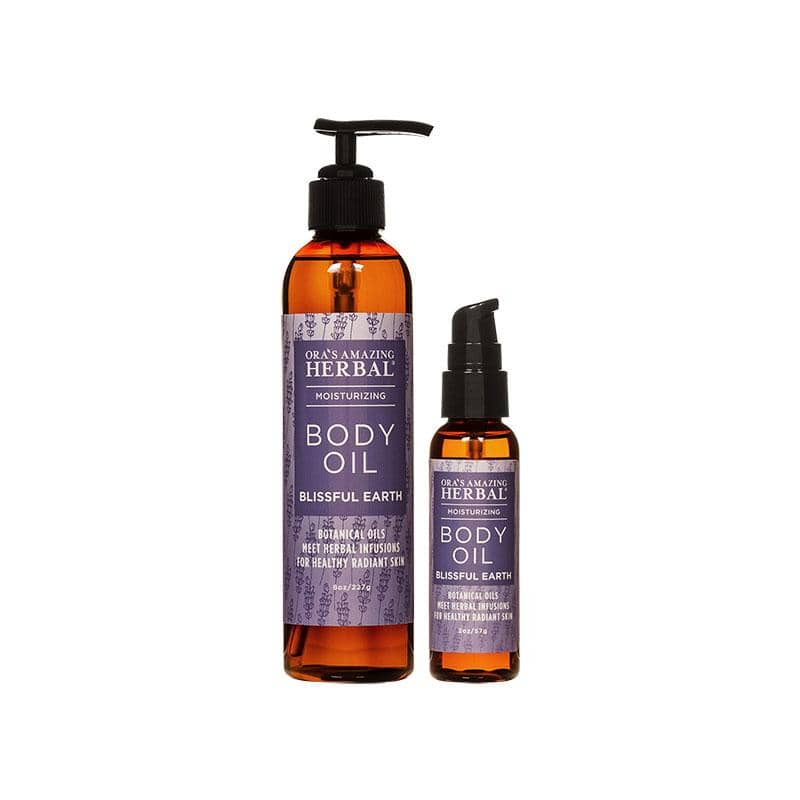 Blissful Earth Body Oil White Background 2oz &amp; 7.5oz Bottles