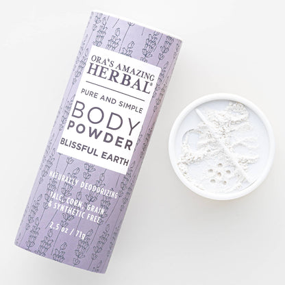 Blissful Earth Body Powder White Background 2.5oz Texture