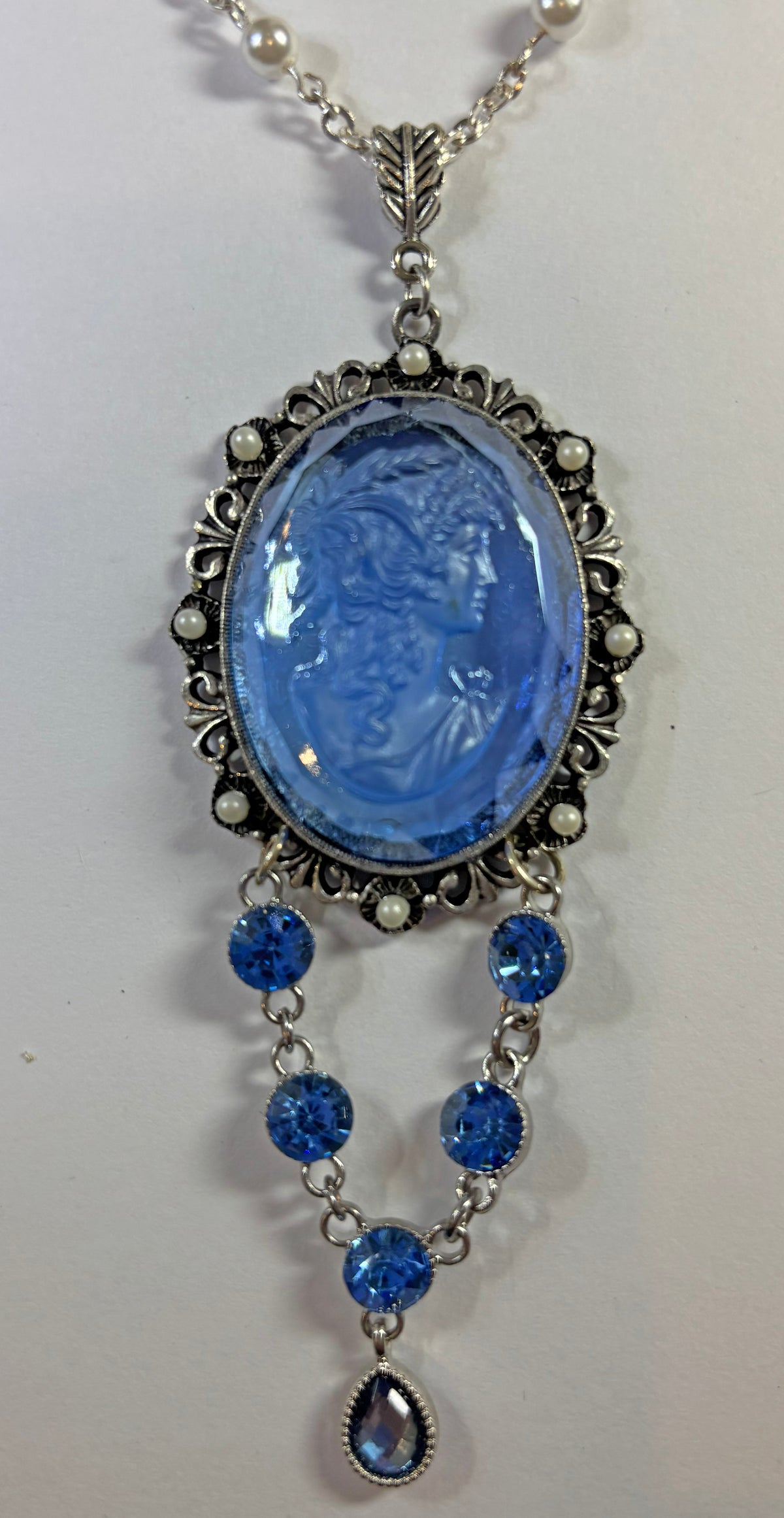 Blue Cameo Statement Necklace