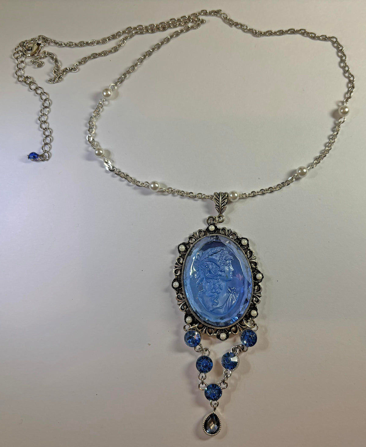 Blue Cameo Statement Necklace