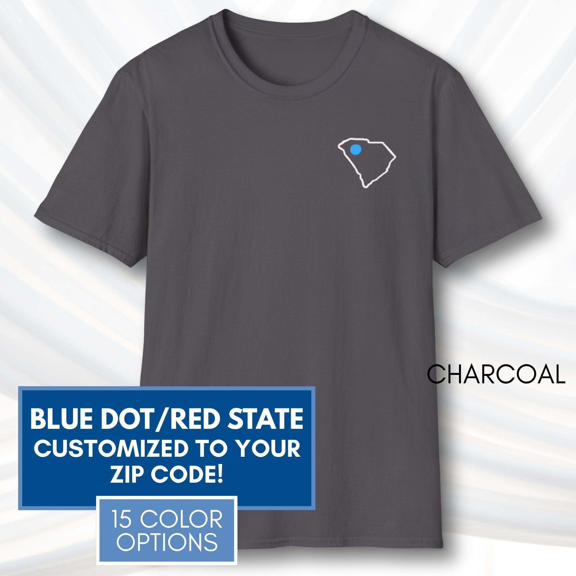 blue-dot-red-state-custom-unisex-tee-shirt-tshirt-democratic-activist-apparel-charcoal