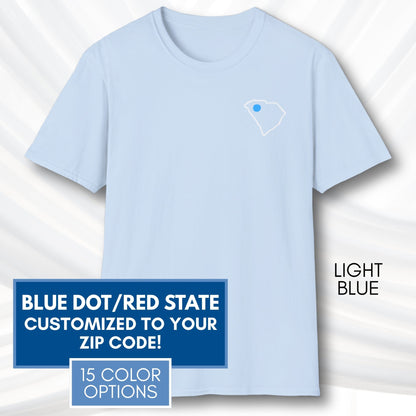 blue-dot-red-state-custom-unisex-tee-shirt-tshirt-democratic-activist-apparel-light-blue