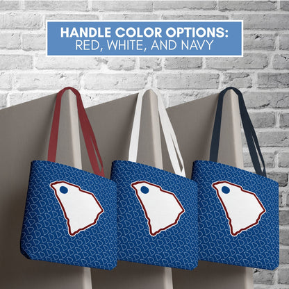 blue-dot-red-state-personalized-tote-bag-custom-location-democratic-reusable-bag-activist-gift-liberal-tote-progressive-carry-all-handle-color-options