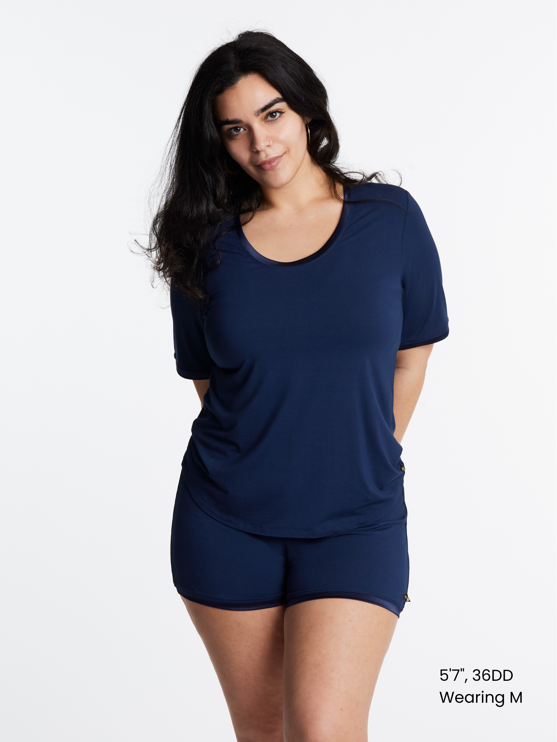 Scoop-neck T Shorts Set (with built-in support)