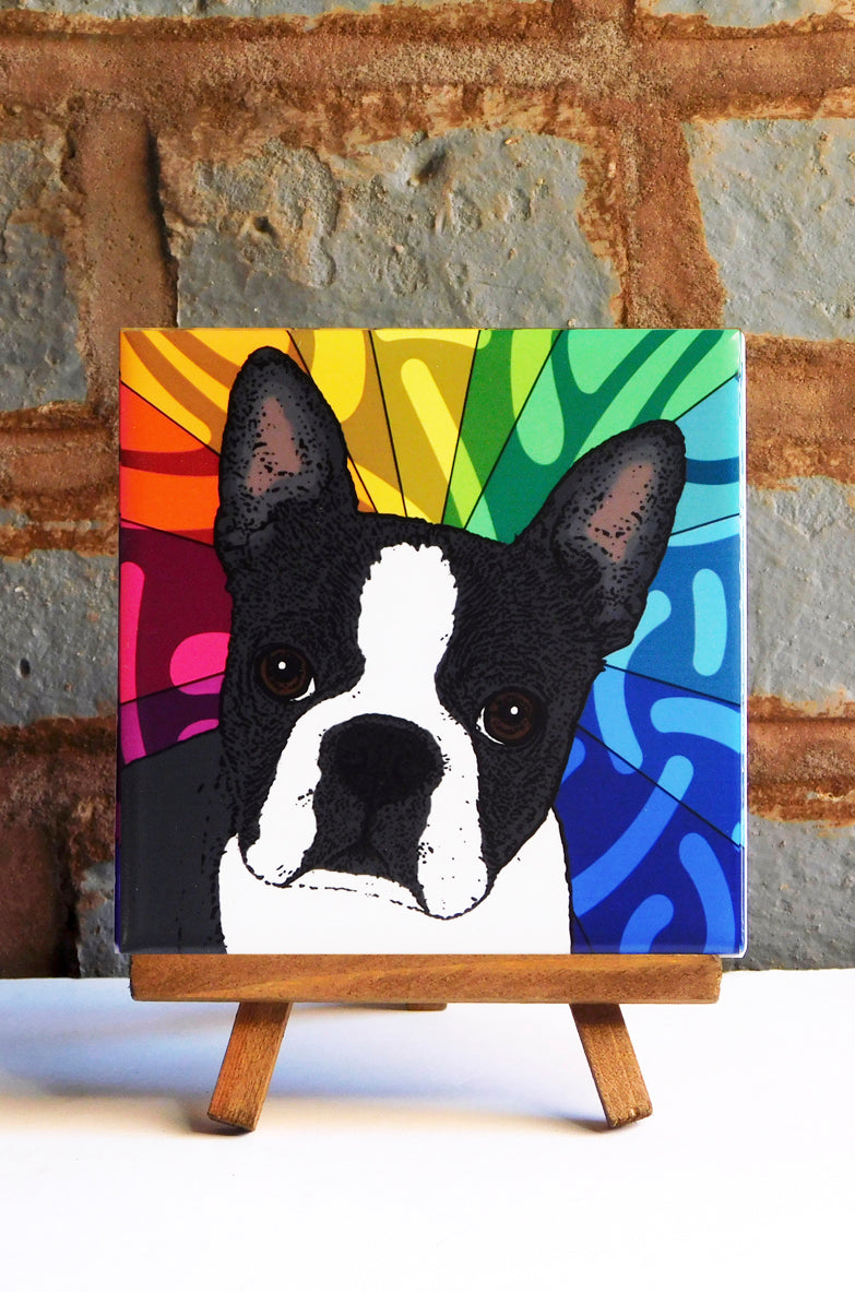 Boston Terrier Ceramic Art Tile