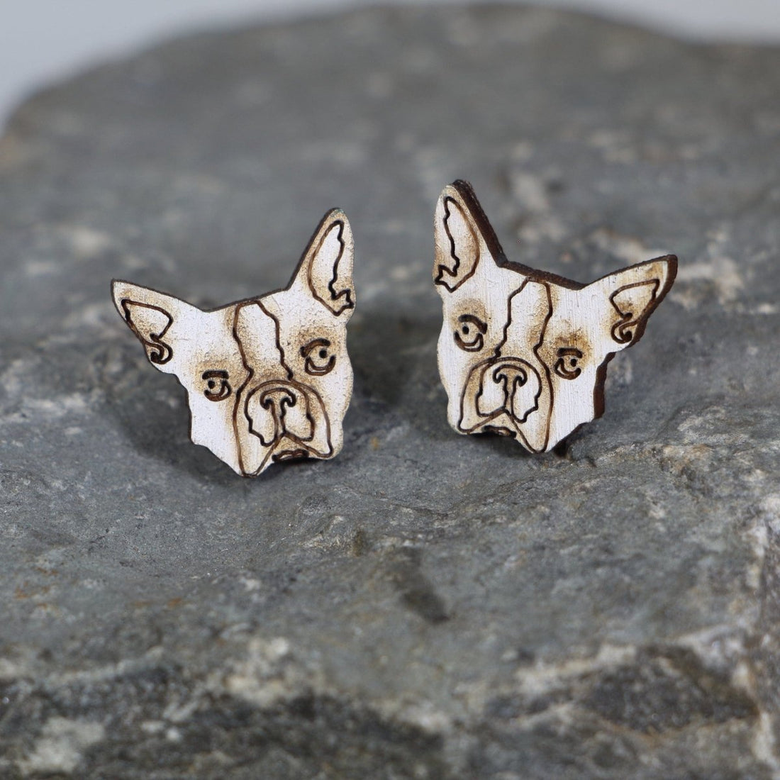 Boxer Wooden Earrings - - Cate&