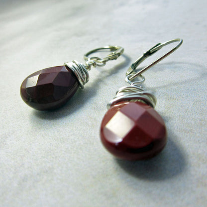 Moukite Briolette Wire Wrap Earrings in Honey Gold showcasing unique organic patterns and earthy tones.