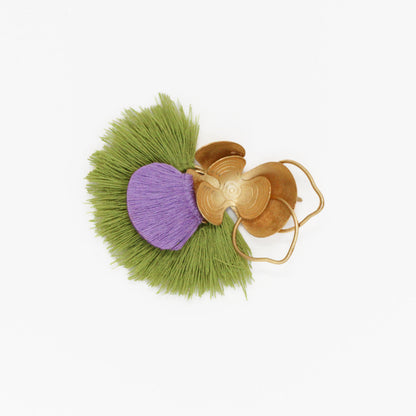 gold and threaded flower brooch lapel pin, handmade jewelry chicago 