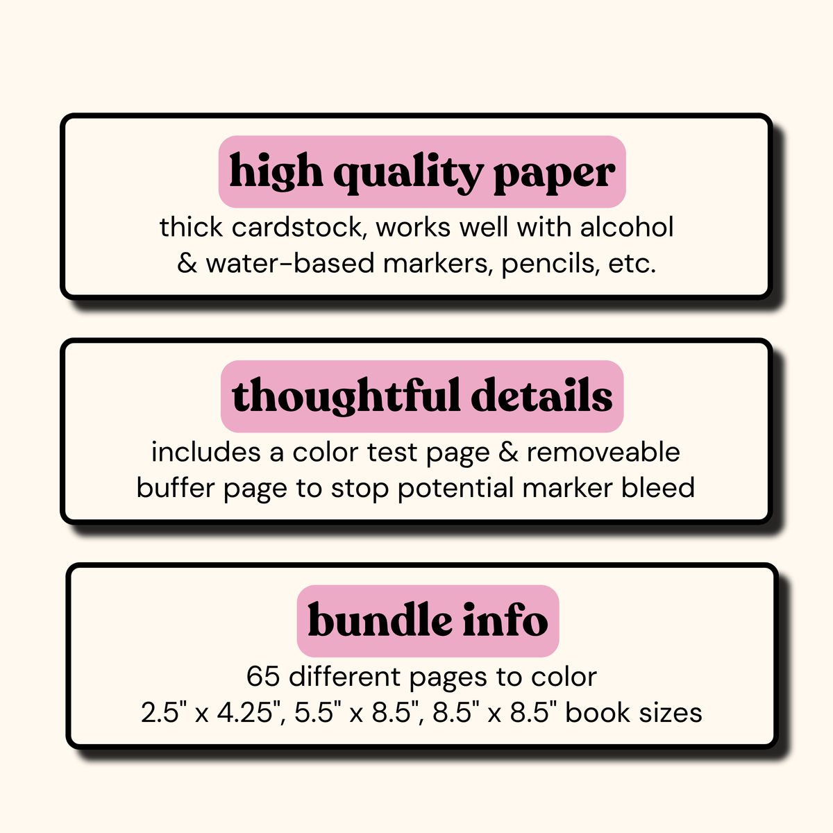 Spiral Bound Coloring Book Set, Simple Mindful Coloring Pages for Stress Relief