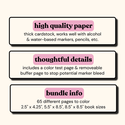 Spiral Bound Coloring Book Set, Simple Mindful Coloring Pages for Stress Relief