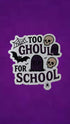 A Halloween-themed die-cut sticker with the text &