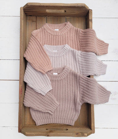 OLIVE &amp; CRADLE - Baby Sweater Chunky Braided knit Cotton oversize style