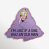 Cartoon character wrapped in a blanket with text &