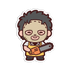 Cartoon character with chainsaw on a white background