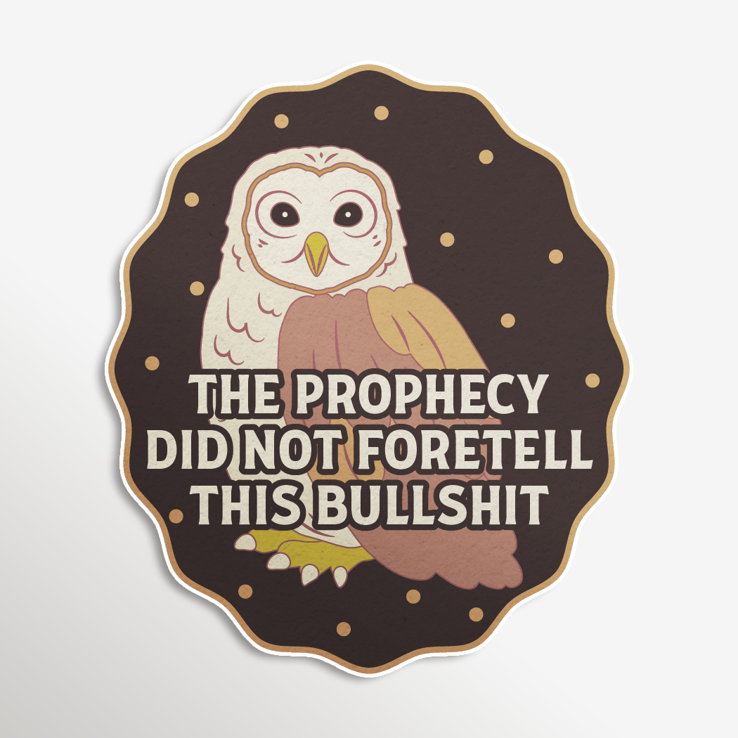 Owl illustration with text on a decorative background