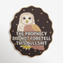Owl illustration with text on a decorative background